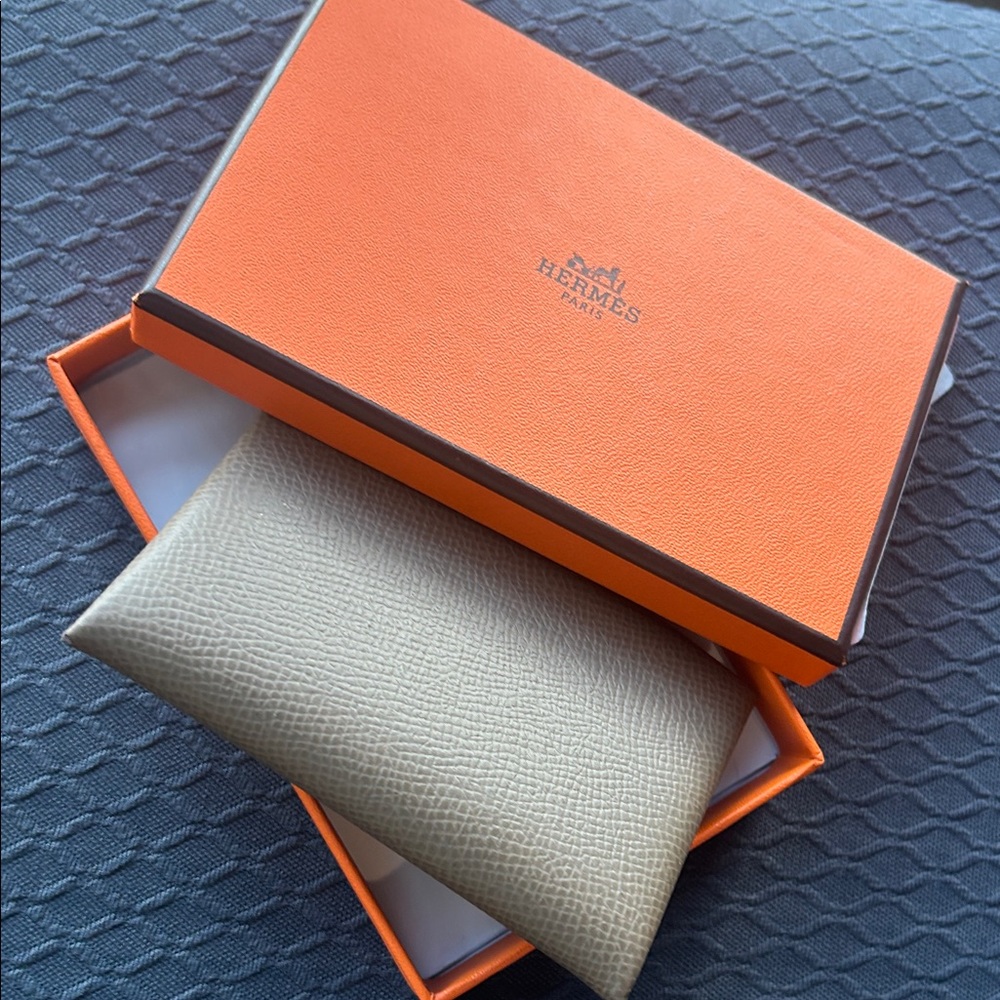 Hermès Orange Box with Beige Leather Pouch